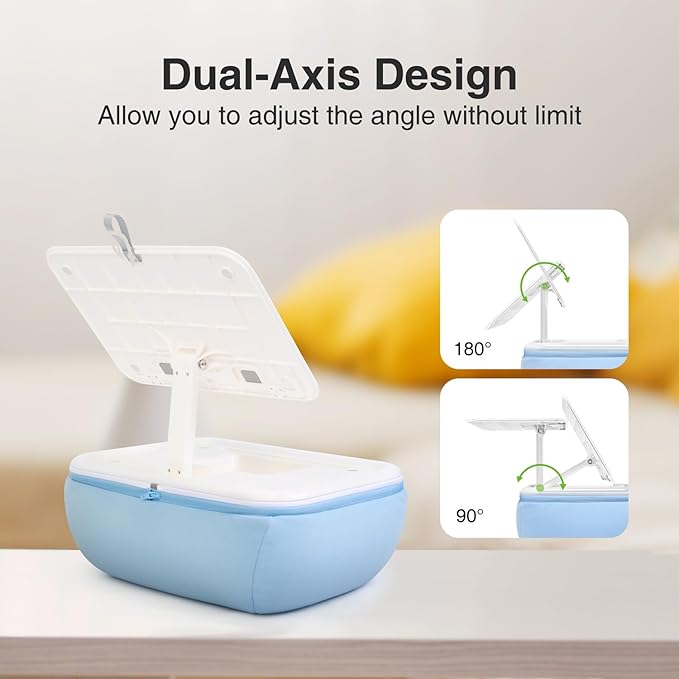 elitehood Tablet Pillow Stand, Foldable iPad Stand for Lap, Adjustable Book Bed Holder for Reading, Pillow Pad for 4.7"-15.6" Tablets, iPad Pro 11, 13, Air, Kindle, Galaxy Tab, Books, Blue