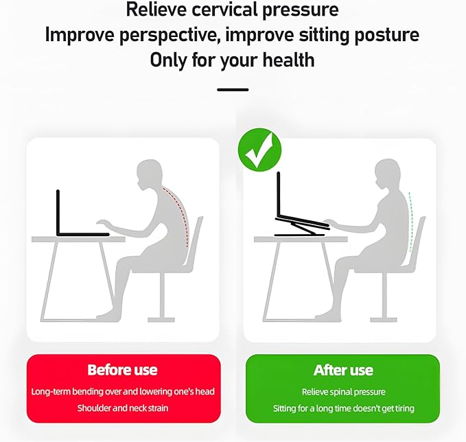 Djustable Laptop Stand with Dual Cooling Fans, Height Adjustable Ergonomic Aluminum Laptop Riser, 360° Rotating Base for Home Office & Gaming