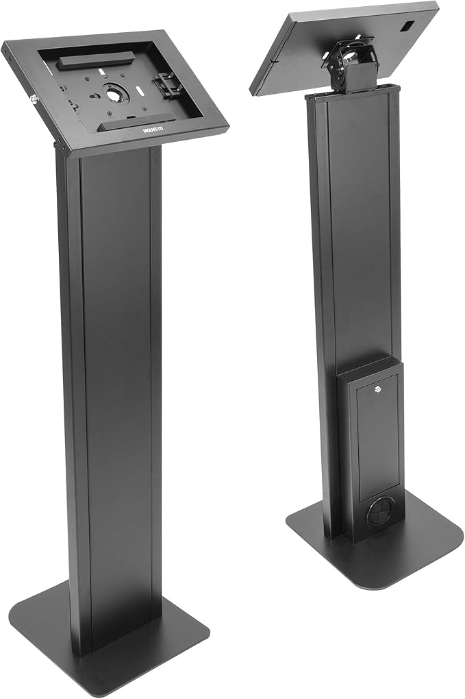 Mount-It! Anti-Theft Tablet Floor Stand Kiosk, Commercial Floor Kiosk with Universal Enclosure, Locking Tablet Mount Stand for iPad Gen 7-10, Pro, Air, 10.2 inch, 10.9 inch