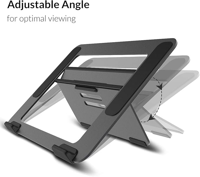 Avantree YS104 – Adjustable Aluminum Laptop Cooling Stand for Desk, Portable Holder for iPad, Tablet & Book, Foldable Ergonomic Riser Compatible with 9.7–16” Laptops including MacBook, Dell, HP & More