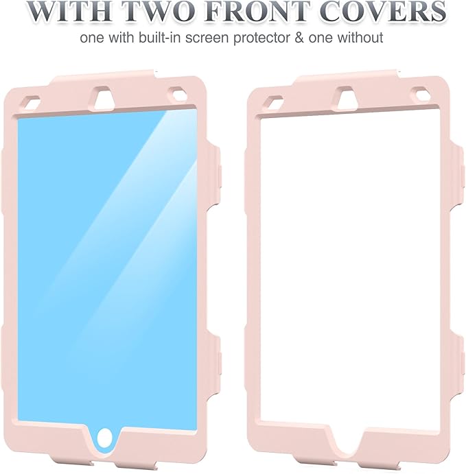 SEYMAC stock Case for iPad 9th/ 8th/ 7th Generation 10.2'', Shockproof with Screen Protector, Pencil Holder [360° Rotating Hand Strap] & Stand, for iPad 10.2 inch 2021-2019 (Pink Camo)