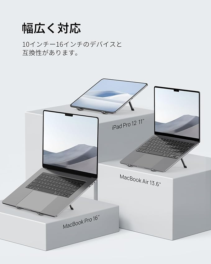 SODI [Innovative Compact] Foldable Laptop Stand for Desk, Lightweight Portable Laptop Stand for Business Trip, Library, Cafe, 6 Level Height Ergonomic Aluminum Computer Stand for MacBook 10-16"