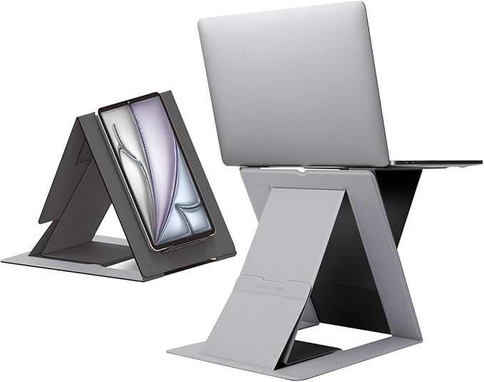 MOFT Folding Laptop Stand Lap Desk, Portable & Mini Computer Stand Laptop Desk for Travel and Home Office, Ergonomic Design with Adjustable Viewing Angles, Lightweight Computer Cooling Riser, Gray