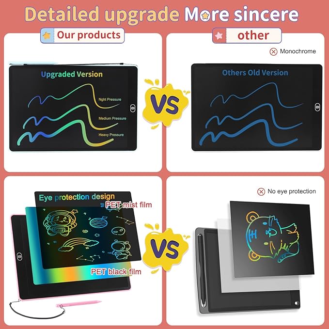3 Pack 16 Inch LCD Writing Tablet for Kids Adults,Toddler Toys 3 4 5 6 Doodle Board Sensory Toys for Toddlers Road Trip Essentials Car Game Christmas Birthday Gifts Boys Girls （Pink+Bule+Black）