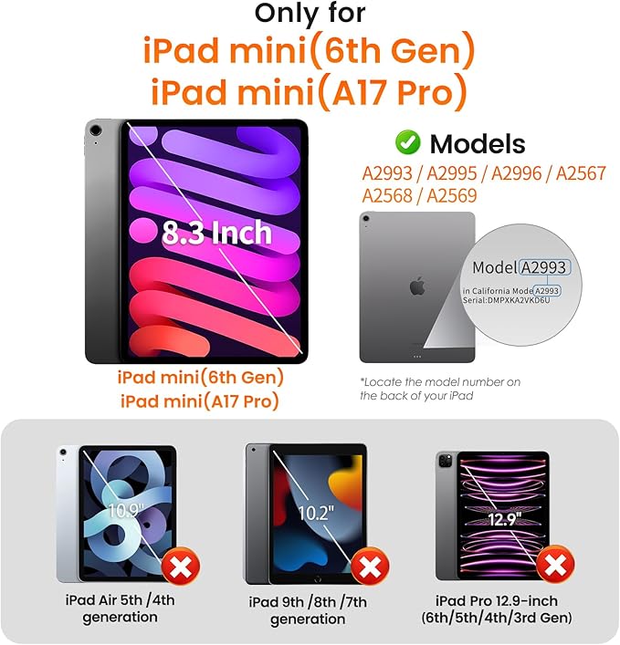 PandaShield 2 Pack for iPad Mini 8.3"(A17 Pro 7th/6th Gen 2024/2021)9H+ Tempered Glass Screen Protector with Easy-Install[12FT Grade Shatterproof]Apple Pencil Compatible,HD Clarity,Scratch Resistant