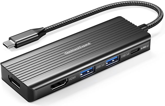 USBC to HDMI, DockteckExpand 5-in-1 USB C Hub with Dual HDMI 4K@30Hz, 2 USB 3.0 Ports, 100W PD Charging – Compatible with MacBook, Dell, Chromebook & More
