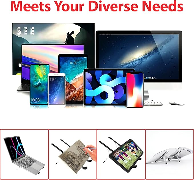 Portable Laptop Stand, Foldable Laptop Stand for Desk and Travel, Ergonomic 6-Level Angle Adjustable Computer Riser, Compact ABS Holder Compatible with All Lap Tops and iPad (10-15.6")