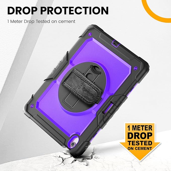 timecity for iPad (A16) 11th/ 10th Generation Case 11''/ 10.9 Inch (2025/2022) - Heavy Duty Protective Cover with Screen Protector, Stand, Shoulder Strap & Pencil Holder | Kids-Friendly - Purple