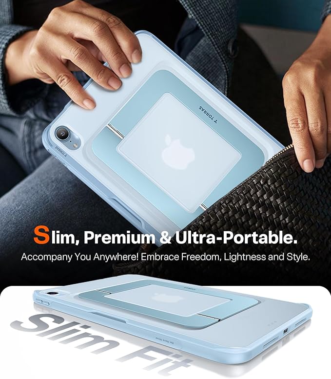 TORRAS for iPad Air 11 inch Case (M3 2025, M2 2024), Ultra Stable Stand, Multiple Adjustable Viewing Angles, Protective Kickstand Cover with Pencil Holder, Blue