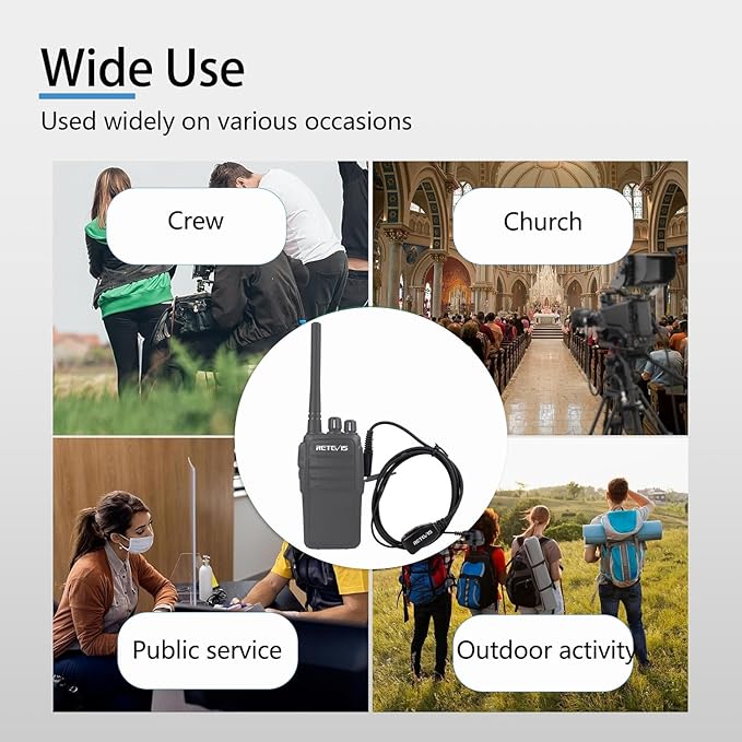 Case of 10, Retevis Walkie Talkies Earpiece with Mic 2 Pin Acoustic Tube Headset, for RT22 RT21 RT68 H777, Compatible with Pxton Baofeng BF-888S BF-T26 Kenwood walkie talkie, Two Way Radio Earpiece