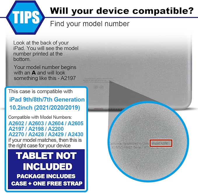 SEYMAC stock Case for iPad 9th/ 8th/ 7th Generation 10.2'', Shockproof with Screen Protector, Pencil Holder [360° Rotating Hand Strap] & Stand, for iPad 10.2 inch 2021-2019 (Yellow+Black)