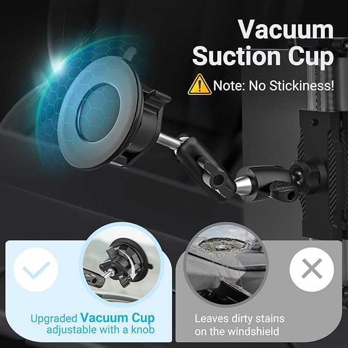 Car Dashboard Windshield Tablet Holder, [Strong Suction Cup & Metal Adjustable Arm] Vehicle/Truck Mount for iPad Pro 12.9/ Air/Mini, Galaxy Tab, All 6.1-15.6" Tablet and Phone