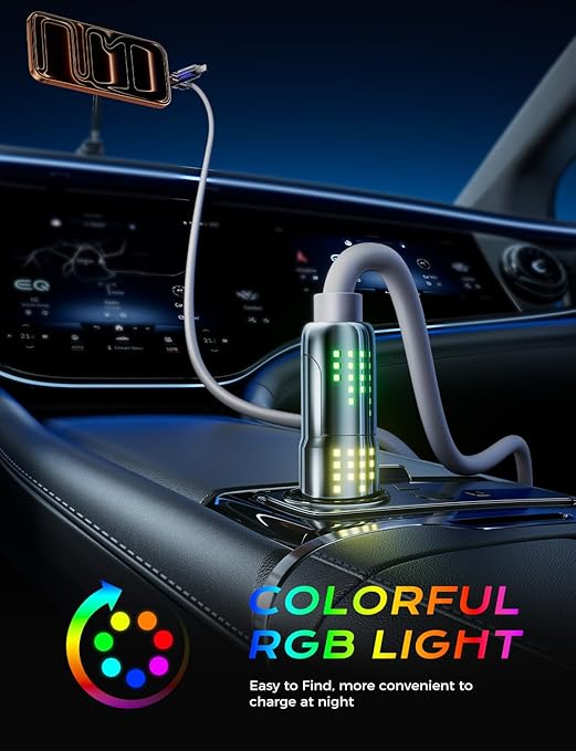 MAGIC JOHN 240W 4 in 1 Charging Cable, 6.6FT USB C to Lightning Cable [MFi Certified], Chubby USB A/C to C/Lightning with Light for iPhone/MacBook/iPad/Samsung/Switch 2, Multi Chargers for All Devices