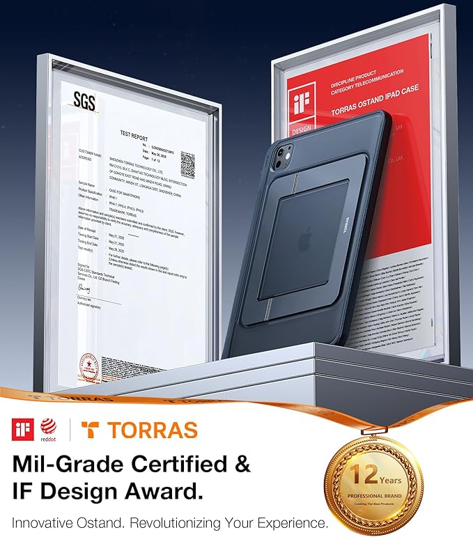 TORRAS for iPad Pro 11 inch Case 2025 M5 & 2024 M4, Ultra Stable Stand, Multiple Adjustable Viewing Angles, Slim Protective Kickstand Cover, Translucent iPad 11 Pro Case with Pencil Holder, Purple