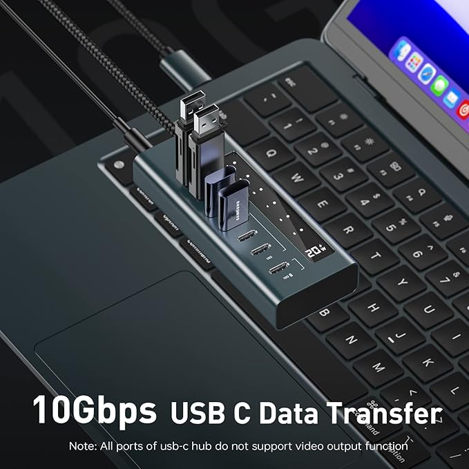 USB C Hub for Laptop, 7 in 1 10Gbps USB Adapter Support Data & Charging(Not Support Video), USB Hub 10Gbps Ports for iMac, MacBook Pro/Air, iPad, XPS, USB Hub Multiport Adapter