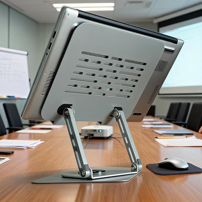 Laptop Stand for Desk, Adjustable Ergonomic Riser with Enhanced Cooling, 360° Rotating & Foldable, Sturdy Carbon Steel Dual Bar for MacBook Air/Pro, Dell XPS, HP 10 to 16 Inch, Home Office Gaming