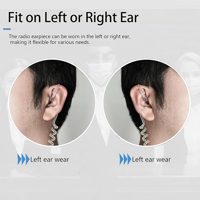 Case of 10, Retevis Walkie Talkies Earpiece with Mic 2 Pin Acoustic Tube Headset, for RT22 RT21 RT68 H777, Compatible with Pxton Baofeng BF-888S BF-T26 Kenwood walkie talkie, Two Way Radio Earpiece