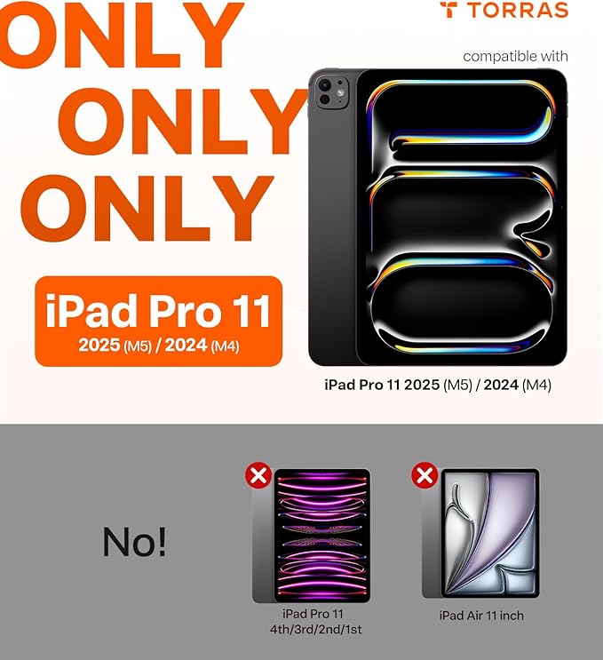 TORRAS for iPad Pro 11 inch Case 2025 M5 & 2024 M4, Ultra Stable Stand, Multiple Adjustable Viewing Angles, Slim Protective Kickstand Cover, Translucent iPad 11 Pro Case with Pencil Holder, Purple