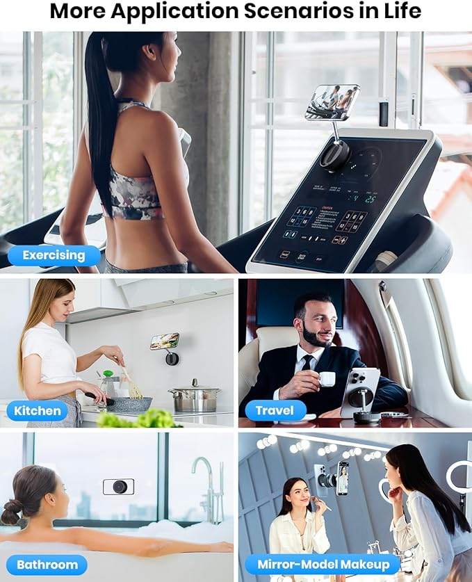 2 PCS Upgraded 360° Vacuum Magnetic Car Phone Holder for Magsafe [96+LBS Strongest Suction & 2800gf Strongest Magnetic], Adjustable Car Phone Mount for Your Car/Gym/Mirror/Shower for iPhone & Android