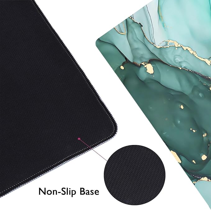 Teal Turquoise Marble Large Mouse Pad, Abstract Swirls Large Mousepad, Modern Ink Art Desk Pads, Aesthetic Desktop Laptop Mat for Desk, Gift for Women Men, 31.5x11.8 in