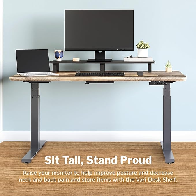 Vari Modern Monitor Riser - Large Dual Monitor Stand - Elevated Desk Shelf for Home Office Organization - Durable and Lightweight - Ideal for Computer and Gaming Setup - Black, 40”x10”x4”