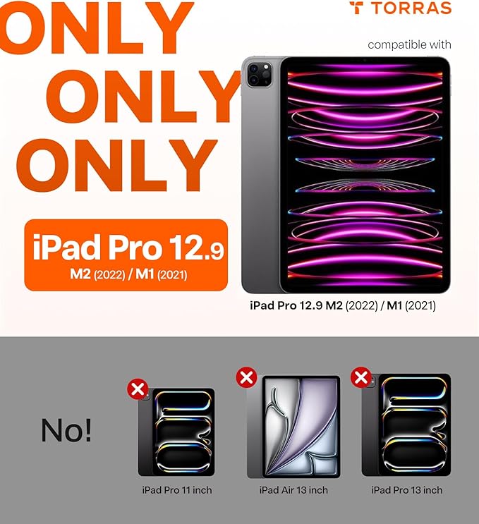 TORRAS for iPad Pro 12.9 inch Case 2022 M2 & 2021 M1, Ultra Stable Stand, Multiple Adjustable Viewing Angles, Slim Protective Kickstand Cover, Translucent iPad Pro 12.9 Case with Pencil Holder, Black