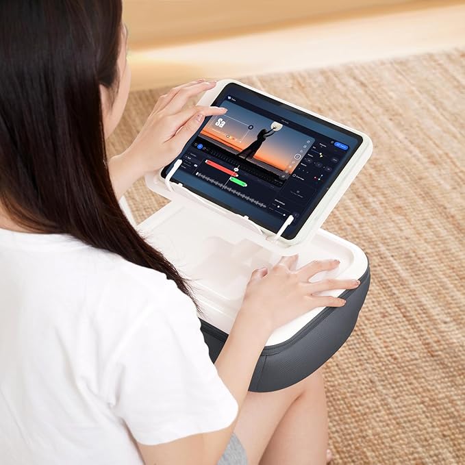 elitehood iPad Pillow Stand for Lap, Angle Adjustable Tablet Pillow Stand, Soft Cushion Tablet Holder for Bed Compatible with Laptop, MacBook, iPad Pro Air Mini, Kindle, Books & 4-15.6'' Devices, Grey