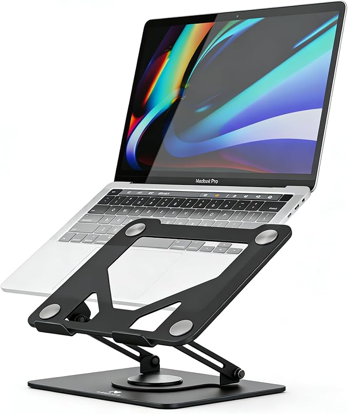 Rotating Laptop Stand for desk,360° Adjustable Computer Stand with Rotating Base,Ergonomic Laptop Riser for Foldable and Portable,Macbook Riser Collaborative Work, Suitable for 10-16" notebook holder