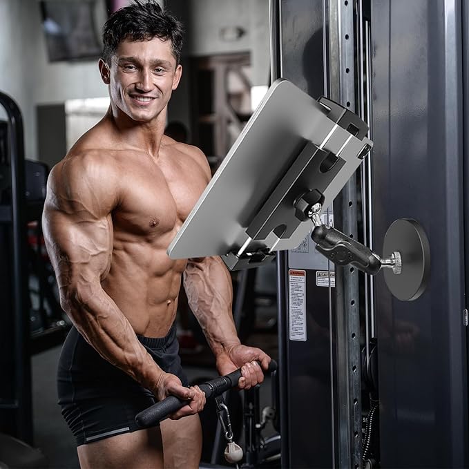 Magnetic Tablet Mount, Super Strong Magnetic Tablet Holder with Rotation Ball Head, Fridge iPad Mount for Gym, Refrigerator, Cabinet, Whiteboard or Any Metal Surface, Fits 4.7-12.9" Phone iPad