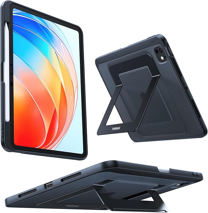 TORRAS for iPad Pro 13 inch Case 2025 M5 & 2024 M4, Ultra Stable Stand, Multiple Adjustable Viewing Angles, Slim Protective Kickstand Cover, Translucent iPad Pro 13 Case with Pencil Holder, Black
