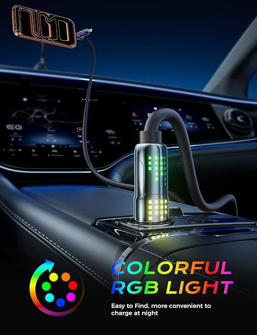 MAGIC JOHN 240W 4 in 1 Charging Cable, 4FT USB C to Lightning Cable [MFi Certified], Multi Chargers for All Devices, Chubby USB A/C to C/Lightning with Light for iPhone/MacBook/iPad/Samsung/Switch 2