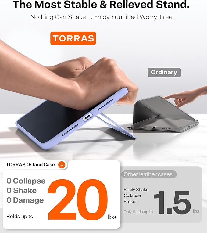 TORRAS for iPad Mini 7 A17 Pro Case, iPad Mini 6 Case with Pencil Holder, Ultra Stable Stand, Multiple Adjustable Viewing Angles, Slim Protective Kickstand Cover,Translucent iPad Mini 6th Case, Purple