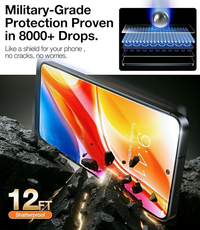 TORRAS 12FT Military-Grade Shatterproof for Samsung Galaxy S25 Plus / S25+ Screen Protector [9H+ Aerospace Tempered Glass＆ One-Pull Installation] Full Coverage Fit Bubble Free 6.7″ GlassGo X