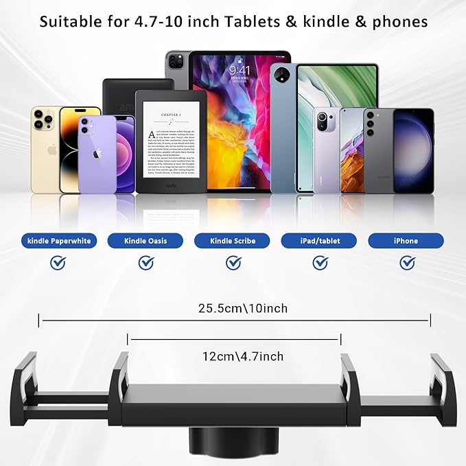 Foldable Tablet Holder for Kindle Reading in Bed with Remote Page Turner, No Stiff Easy Adjust Flexible Tablet Arm Desk Holder, Ereader Accessories for Kindle Paperwhite/Scribe/Oasis, iPad, Phone