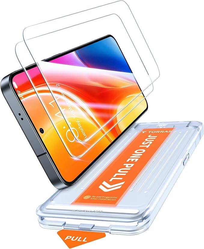 TORRAS 12FT Military-Grade Shatterproof for Samsung Galaxy S25 Plus / S25+ Screen Protector [9H+ Aerospace Tempered Glass＆ One-Pull Installation] Full Coverage Fit Bubble Free 6.7″ GlassGo X