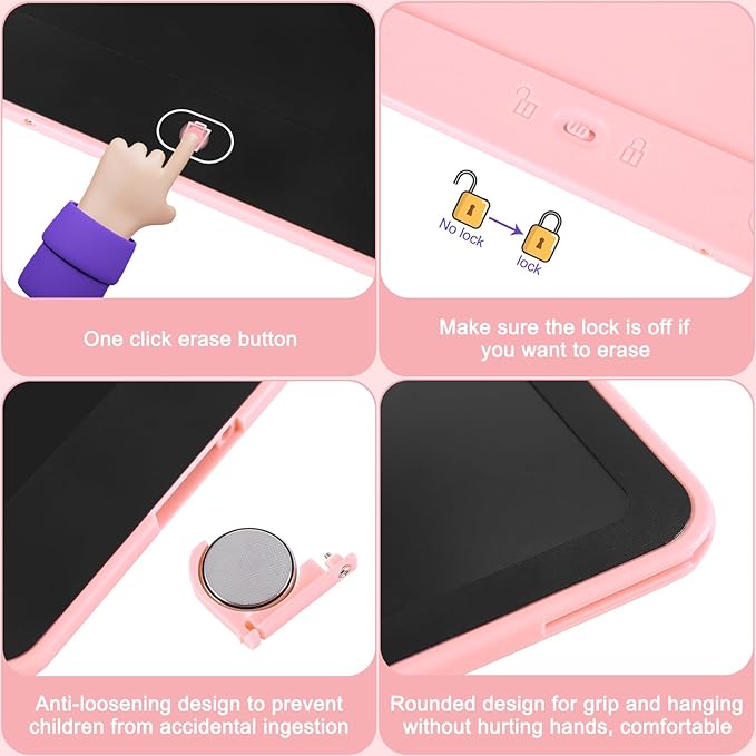 Drawing Tablet 16 Inch LCD Writing Tablet for Kids Adults, Girl Toys Doodle Board Christmas Gifts Sensory Toys for Ages 3-8 Road Trip Activities Valentines Day Gifts for Kids Women（Pink）