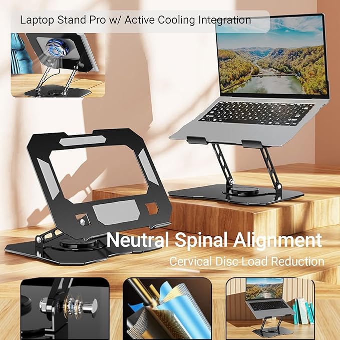 Adjustable Laptop Stand for Desk - 360° Rotating Ergonomic Laptop Riser, Foldable Portable Computer Stand Fits MacBook Air/Pro 10-16 Inchoffice Desk Accessories