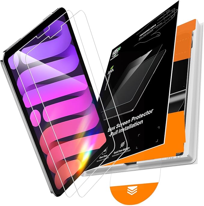 PandaShield 2 Pack for iPad Mini 8.3"(A17 Pro 7th/6th Gen 2024/2021)9H+ Tempered Glass Screen Protector with Easy-Install[12FT Grade Shatterproof]Apple Pencil Compatible,HD Clarity,Scratch Resistant