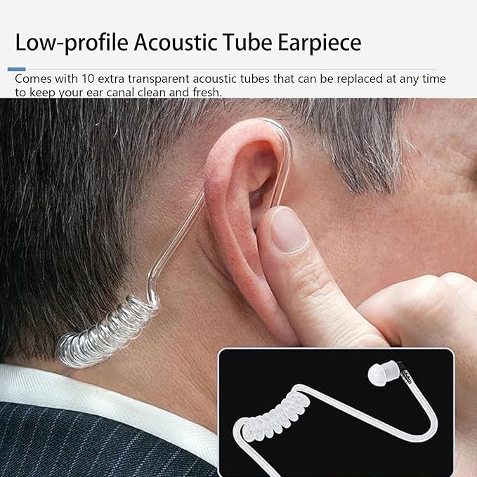 Retevis Radio Earpiece, Additional Acoustic Tube and Soft Silicone Earbuds(5 Pairs), for RT22 RT21 H777, Compatible with Baofeng Pxton Kenwood Two Way Radio, Walkie Talkie Earpiece with Mic(10 Pack)
