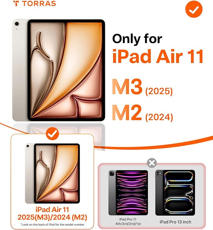 TORRAS for iPad Air 11 inch Case (M3 2025, M2 2024), Ultra Stable Stand, Multiple Adjustable Viewing Angles, Protective Kickstand Cover with Pencil Holder, Purple