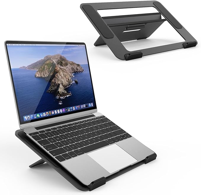 Avantree YS104 – Adjustable Aluminum Laptop Cooling Stand for Desk, Portable Holder for iPad, Tablet & Book, Foldable Ergonomic Riser Compatible with 9.7–16” Laptops including MacBook, Dell, HP & More
