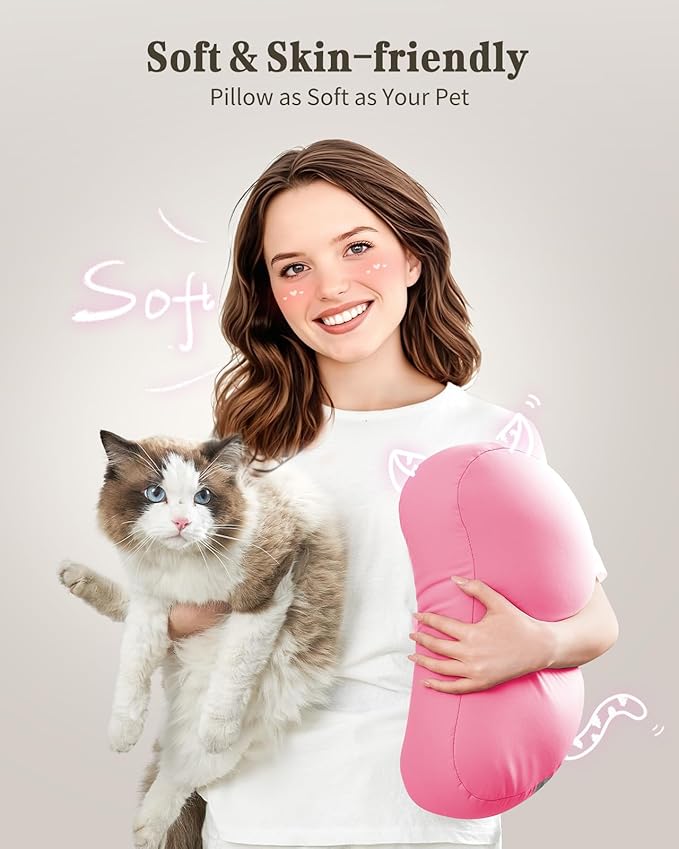 SAIJI Kindle Pillow Stand, iPad Stand Compatible with 4.7”-15.6” Kindle, Phone, iPad, 360° Adjustable Tablet Holder for Bed with Flexible Dual Axis Arm and Microbead Cushion (Pink)