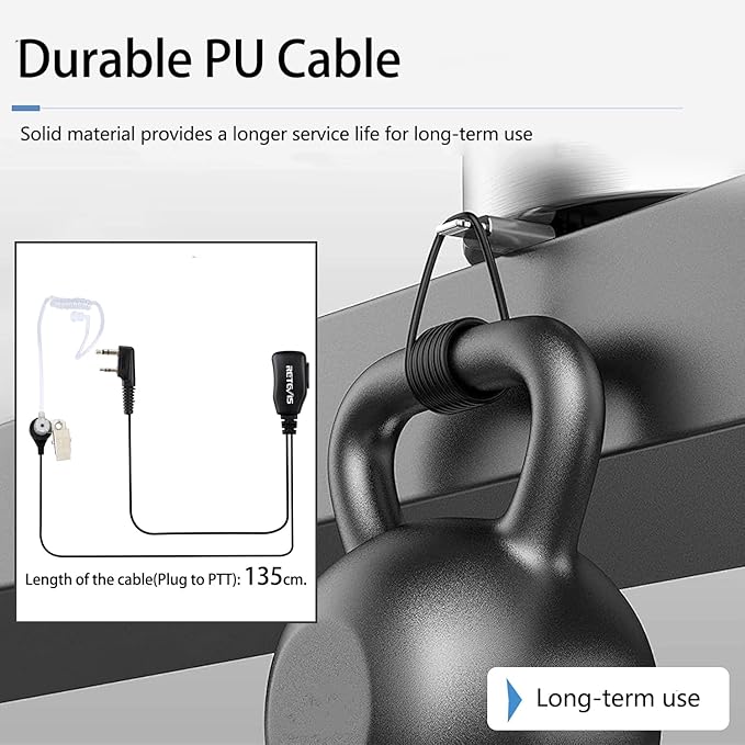 Case of 10, Retevis Walkie Talkies Earpiece with Mic 2 Pin Acoustic Tube Headset, for RT22 RT21 RT68 H777, Compatible with Pxton Baofeng BF-888S BF-T26 Kenwood walkie talkie, Two Way Radio Earpiece