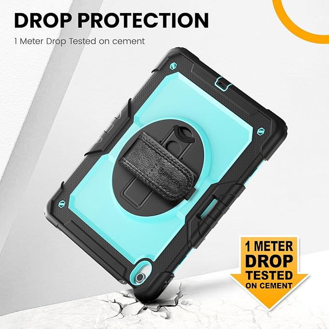 timecity for iPad (A16) 11th/ 10th Generation Case 11''/ 10.9 Inch (2025/2022) - Heavy Duty Protective Cover with Screen Protector, Stand, Shoulder Strap & Pencil Holder | Kids-Friendly - Light Blue