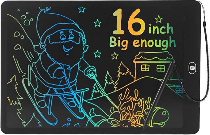 16 Inch LCD Writing Tablet,Kids Travel Essentials Toys for Boy Girl Birthday Gift Party Favors Stocking Stuffers for Kids Women Men（Black）
