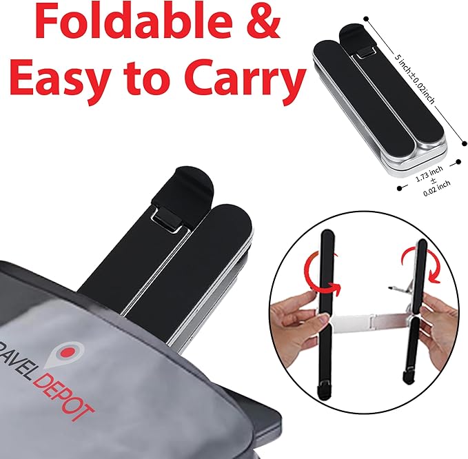 Portable Laptop Stand, Foldable Laptop Stand for Desk and Travel, Ergonomic 6-Level Angle Adjustable Computer Riser, Compact ABS Holder Compatible with All Lap Tops and iPad (10-15.6")