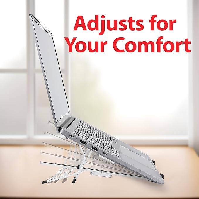 Portable Laptop Stand, Foldable Laptop Stand for Desk and Travel, Ergonomic 6-Level Angle Adjustable Computer Riser, Compact ABS Holder Compatible with All Lap Tops and iPad (10-15.6")