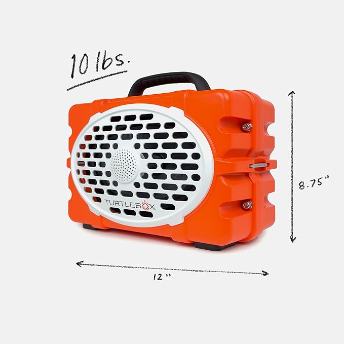 Turtlebox Original Gen 3: Portable Outdoor Bluetooth Speaker – Ultra-Loud (120dB), Waterproof (IP67), Rugged, Impact-Resistant, 3-Day Battery | Party Mode: Unlimited Pairing for Stereo Sound, Orange