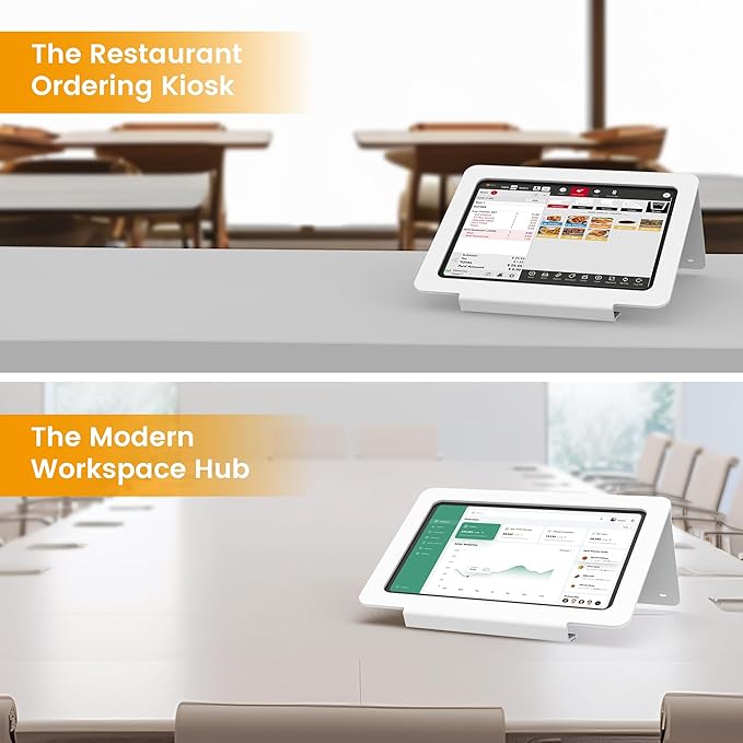 Tablet Desk Stand, All Metal 30° Ergonomic with Security Cable Lock for Office, POS Counter, Reception - Compatible with iPad 10th (10.9"), Pro 11", Air 4/5 (10.9"), Air 11"，iPad 11"(A16)