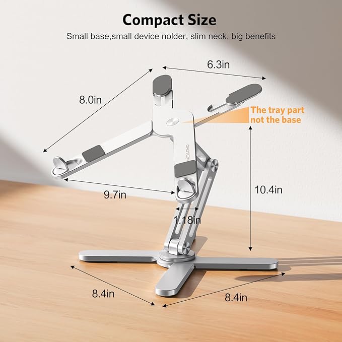 OMOTON 360° Rotating Laptop Stand Riser for Desk, Ergonomic Foldable Computer Stand Adjustable Height Angles for Collaborative Work, Easy Storage Fit Macbooks,All Laptops up to 16 inches, Silver